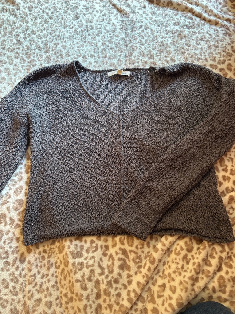 Rewind Dark Gray Textured V-Neck Sweater